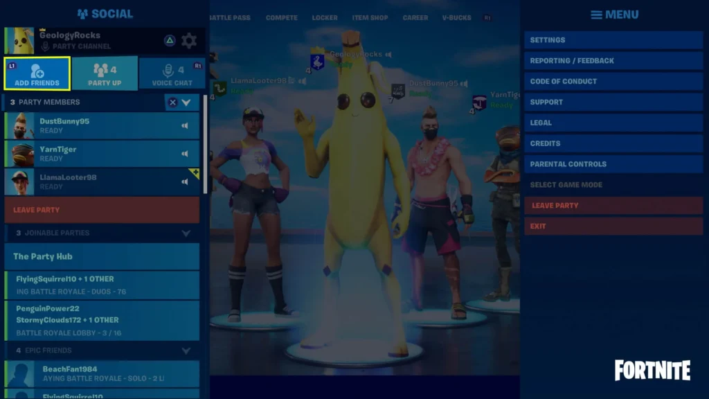 Party Joinability Settings Fortnite