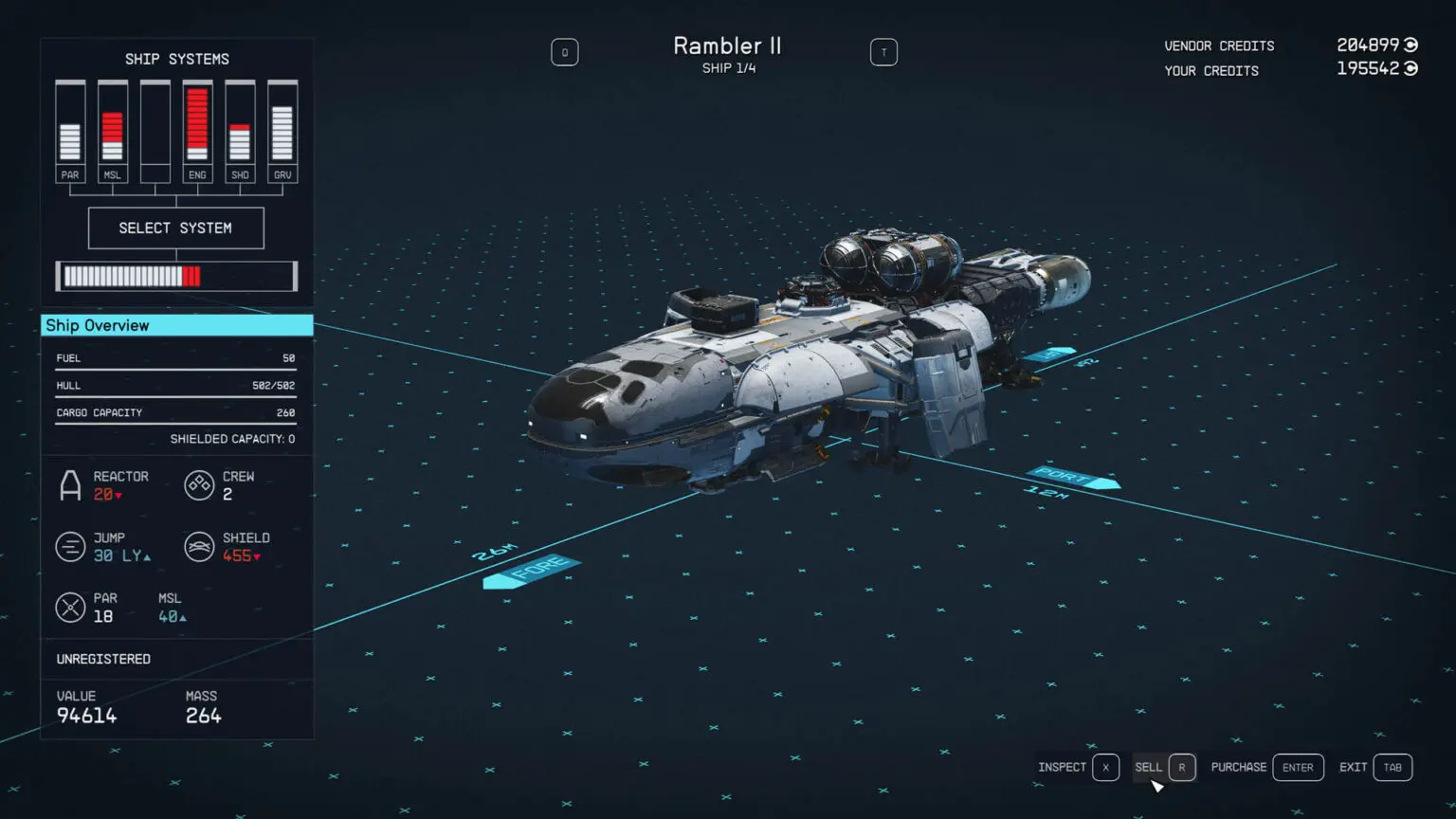 how to sell ships starfield